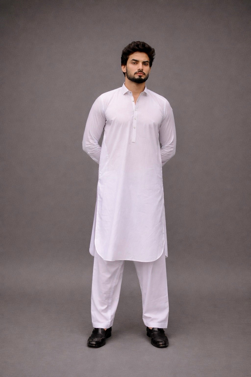 Royal White Cotton Kameez Shalwar