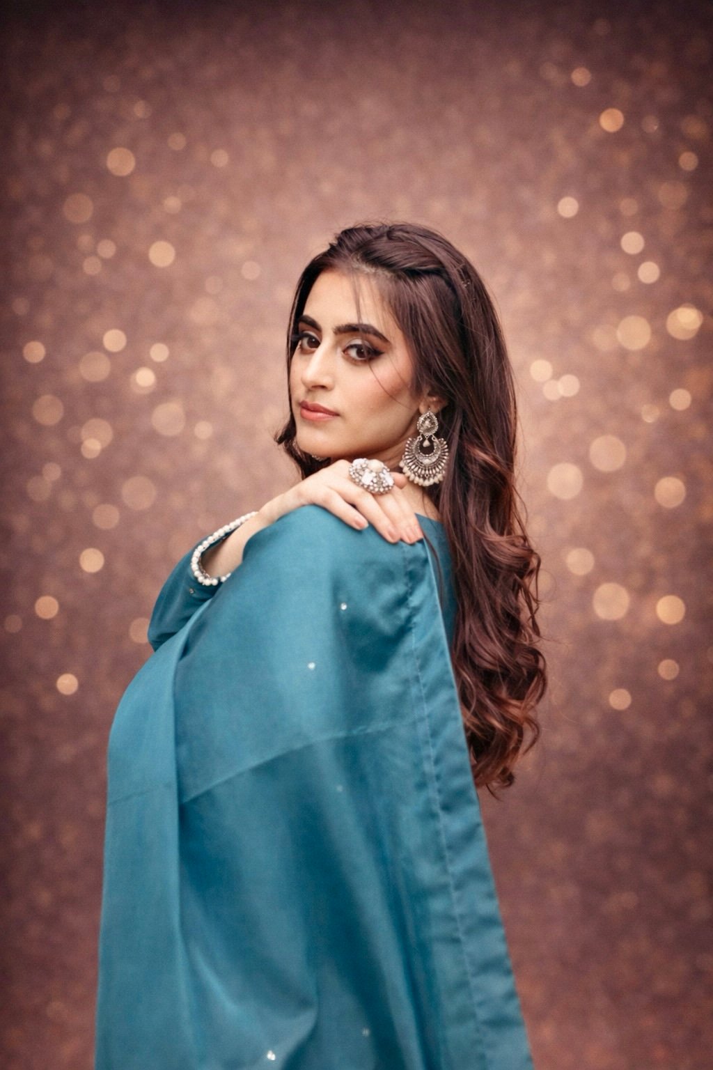 AURORA – Teal Blue Hand-Embroidered Kurta Set 3PC - Image 6