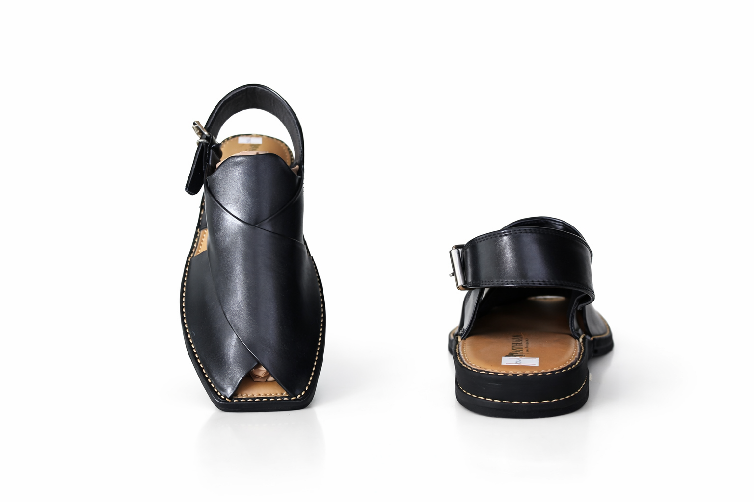 Black-Shiny Classic Peshawari Chappal - Image 3