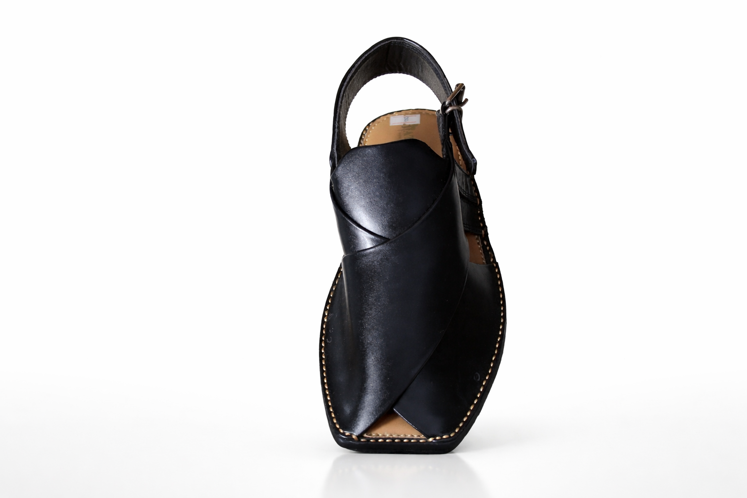 Black-Shiny Classic Peshawari Chappal - Image 4