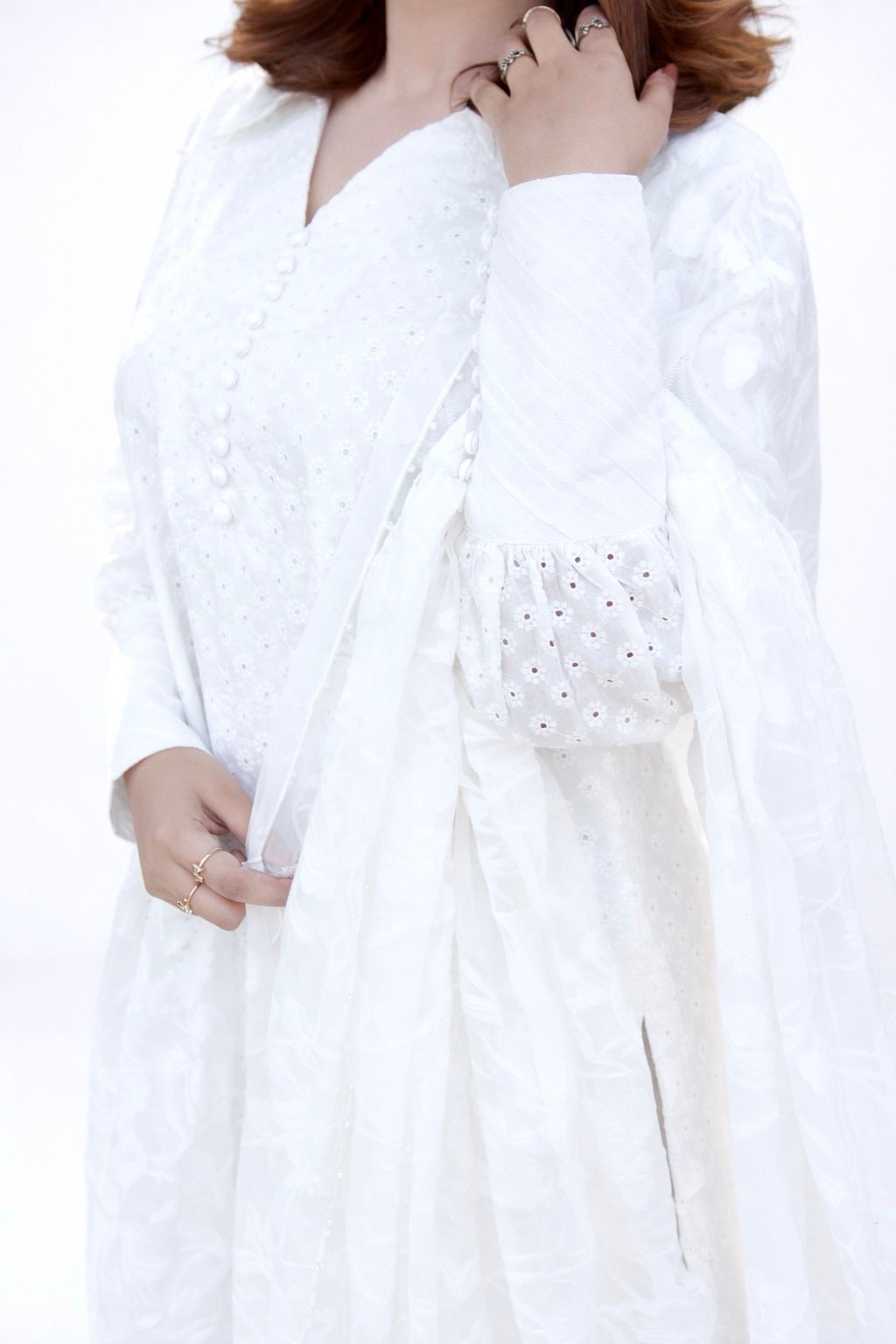 Noor-Haya 3PC Royal Chikan Kari dress with delicate embroidered Dupatta - Image 6