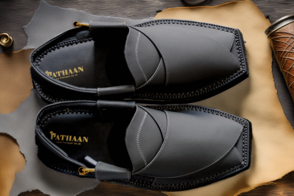 Hot Charcoal Grey Kaptaan Chappal - Image 2