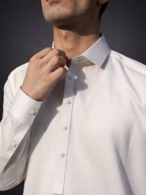 Off-White Superior-Grade Cotton Kameez Shalwar