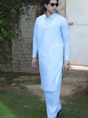 Majestic Sky Blue Cotton Shalwar Kameez