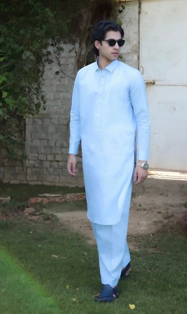 Majestic Sky Blue Cotton Shalwar Kameez
