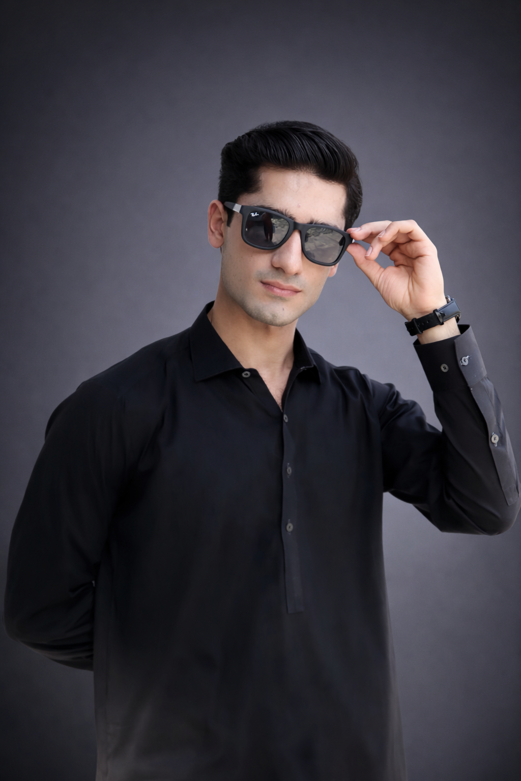 Black PATHAAN Signature Cotton Kameez Shalwar - Image 3