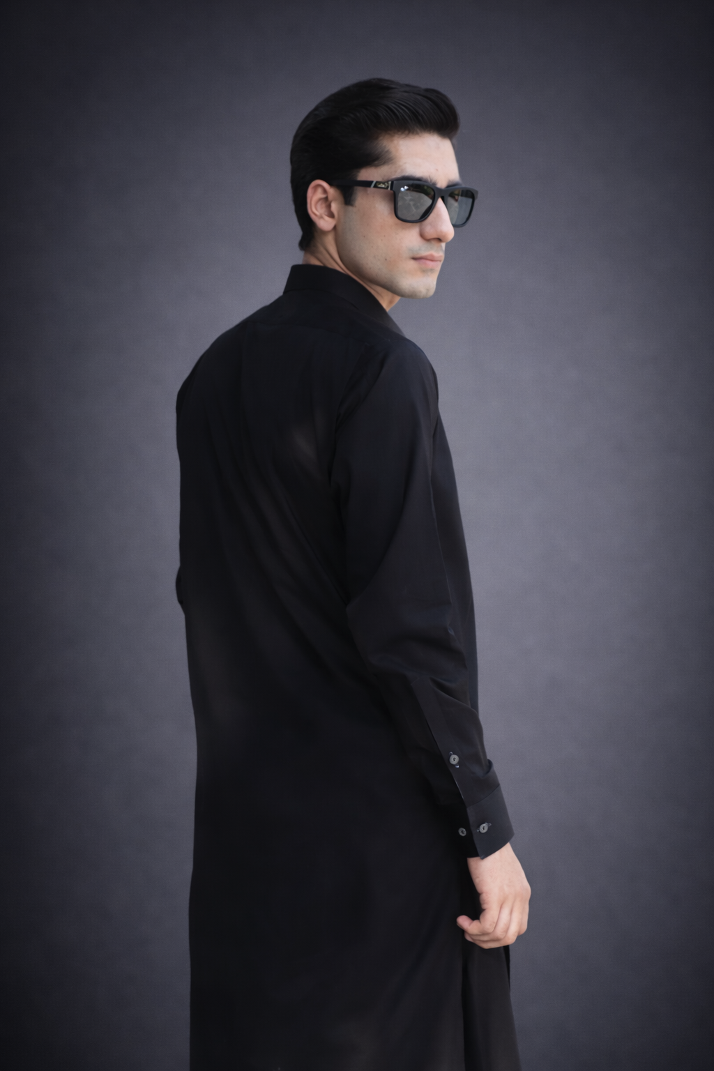 Black PATHAAN Signature Cotton Kameez Shalwar - Image 2