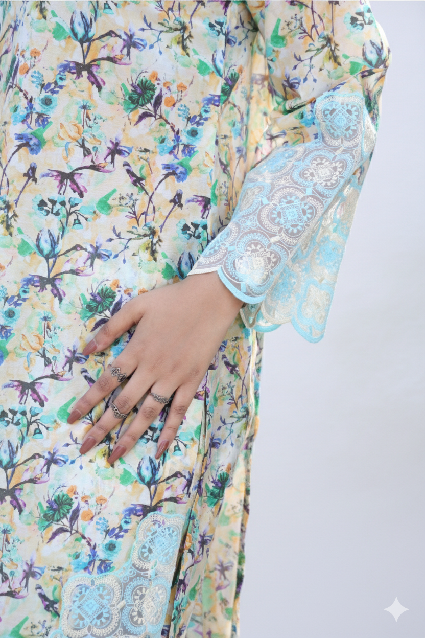 Neelam – Elegance in Every Breeze
(Premium 3PC Lawn Suit-Delicate embroidered Organza eplick) - Image 4